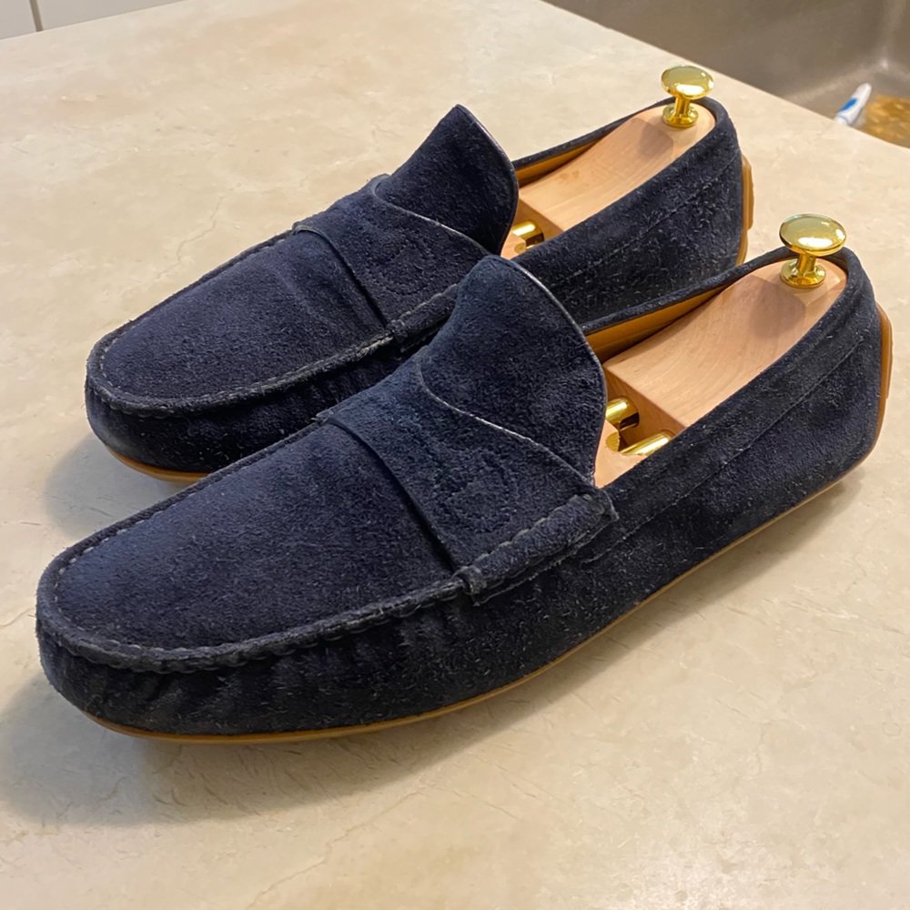 Gucci blue suede driving moc